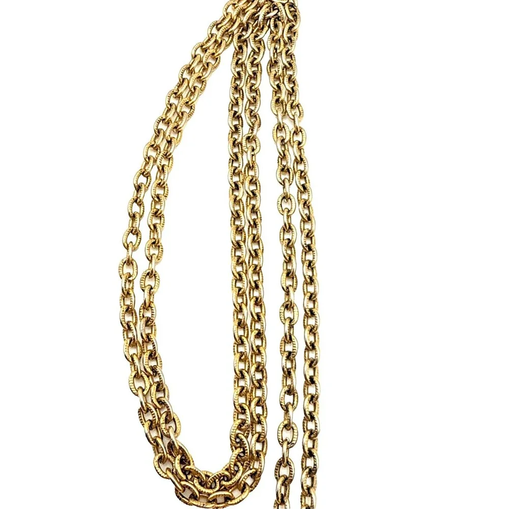 Vintage NAPIER Anchor Pendant Necklace Gold Tone Enamel Nautical Navy Signed 32